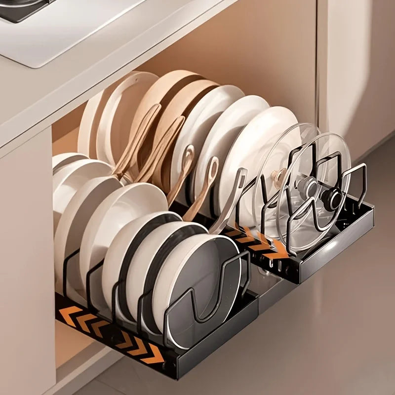 Pull Out Cabinet Organizer With Adjustable Dividers For Cookware