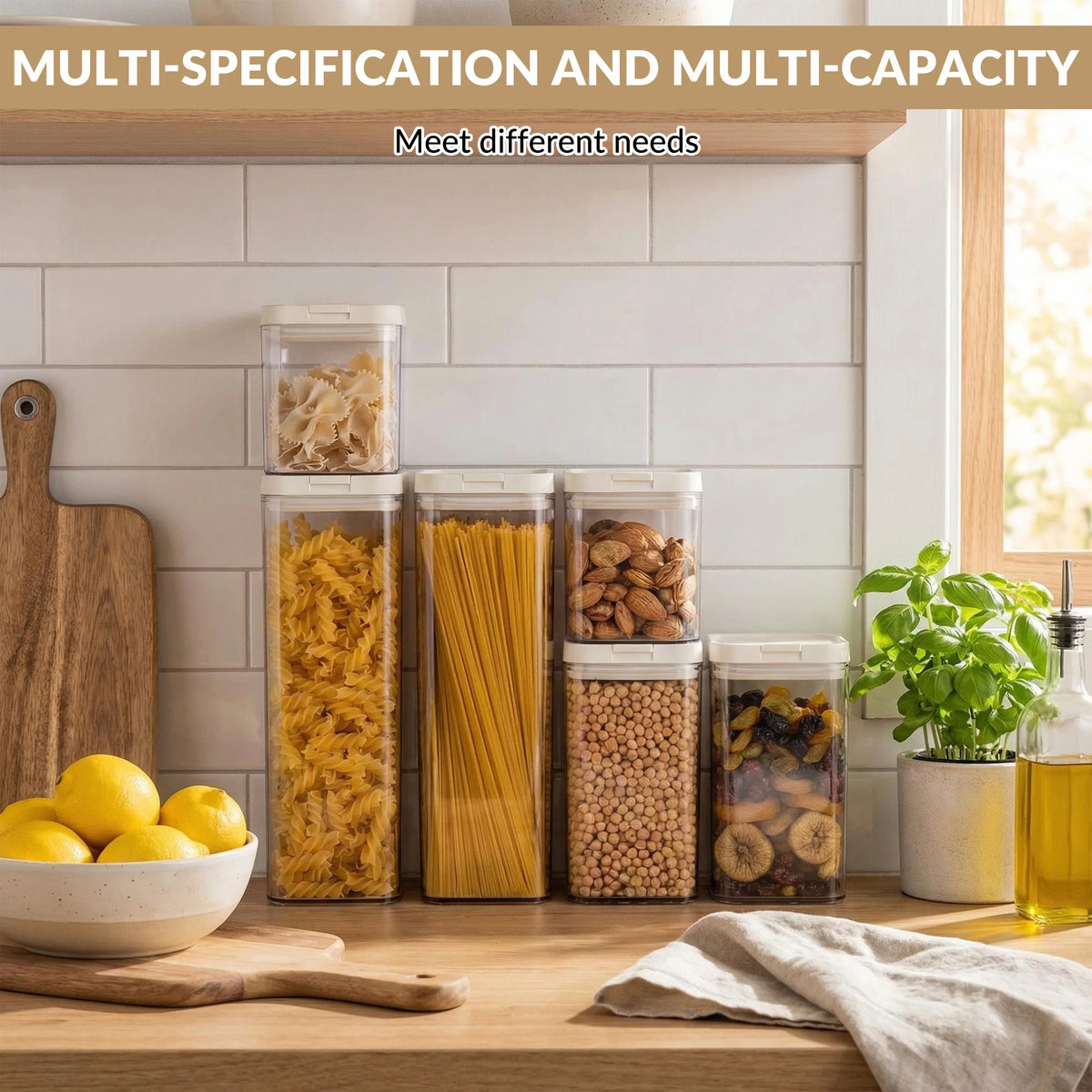 6PCS Airtight Clear Food Storage Containers With Flip Lids