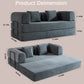 79" Folding Convertible Sofa Bed, Oversized Corduroy Futon Floor Couch, Boneless Loveseat for Small Spaces, Living Room, Bedroom