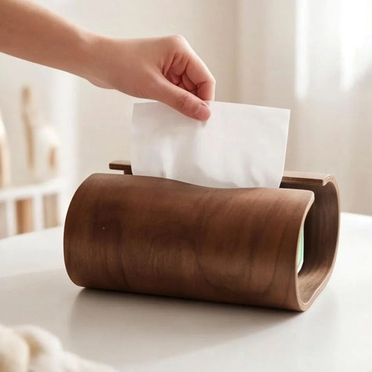 Natural Wood Tissue Box Holder Rustic Farmhouse Organizer