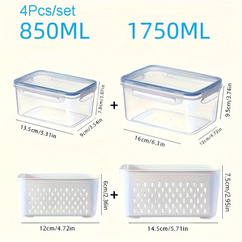 Fridge Food Storage Containers With Lids Strainer Set