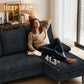 U-Shaped Sectional Couch, 101" Modular Sofa with Double Chaise, Chenille Fabric, Grey