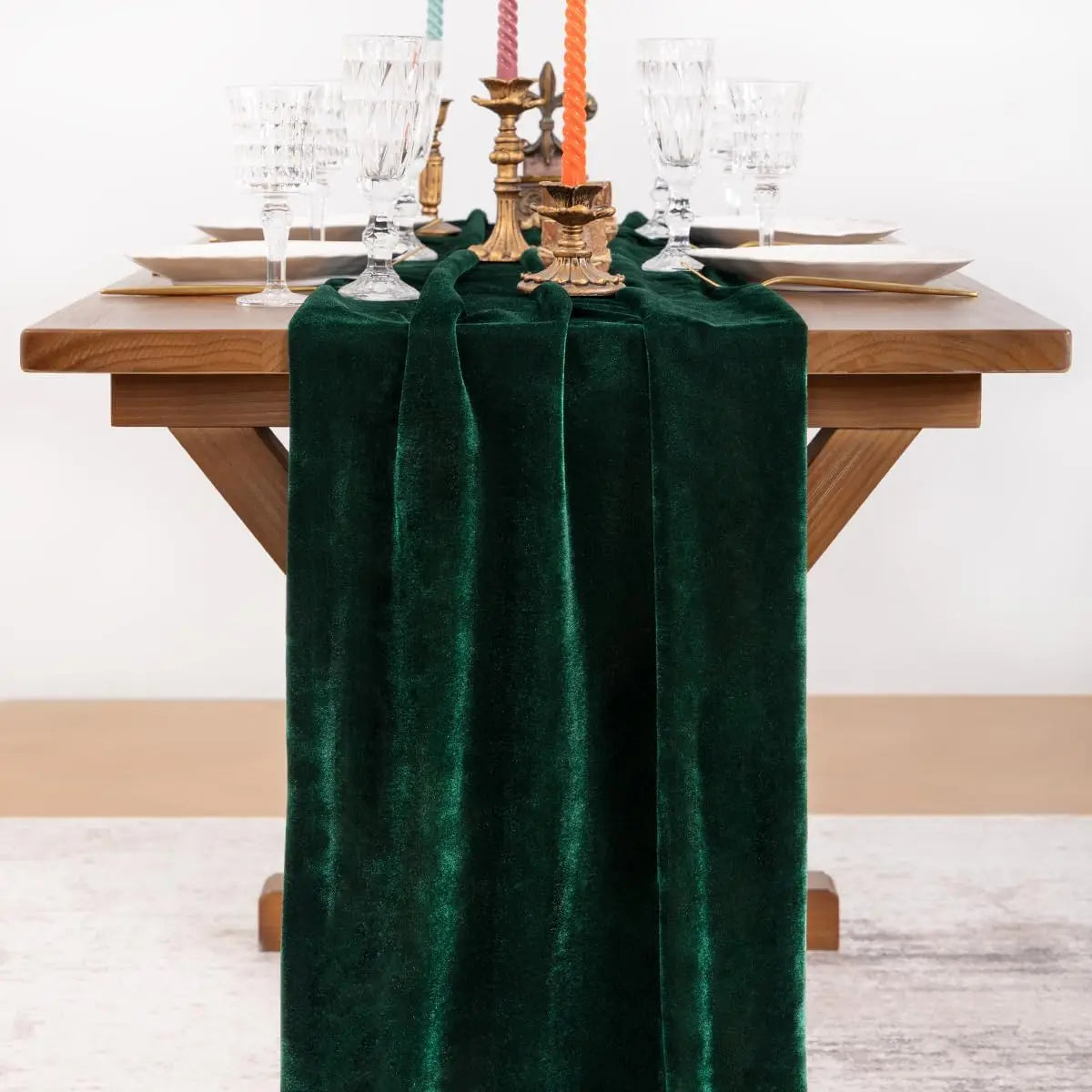 Emerald Green Velvet Table Runner For Christmas Weddings