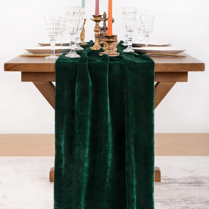 Emerald Green Velvet Table Runner For Christmas Weddings