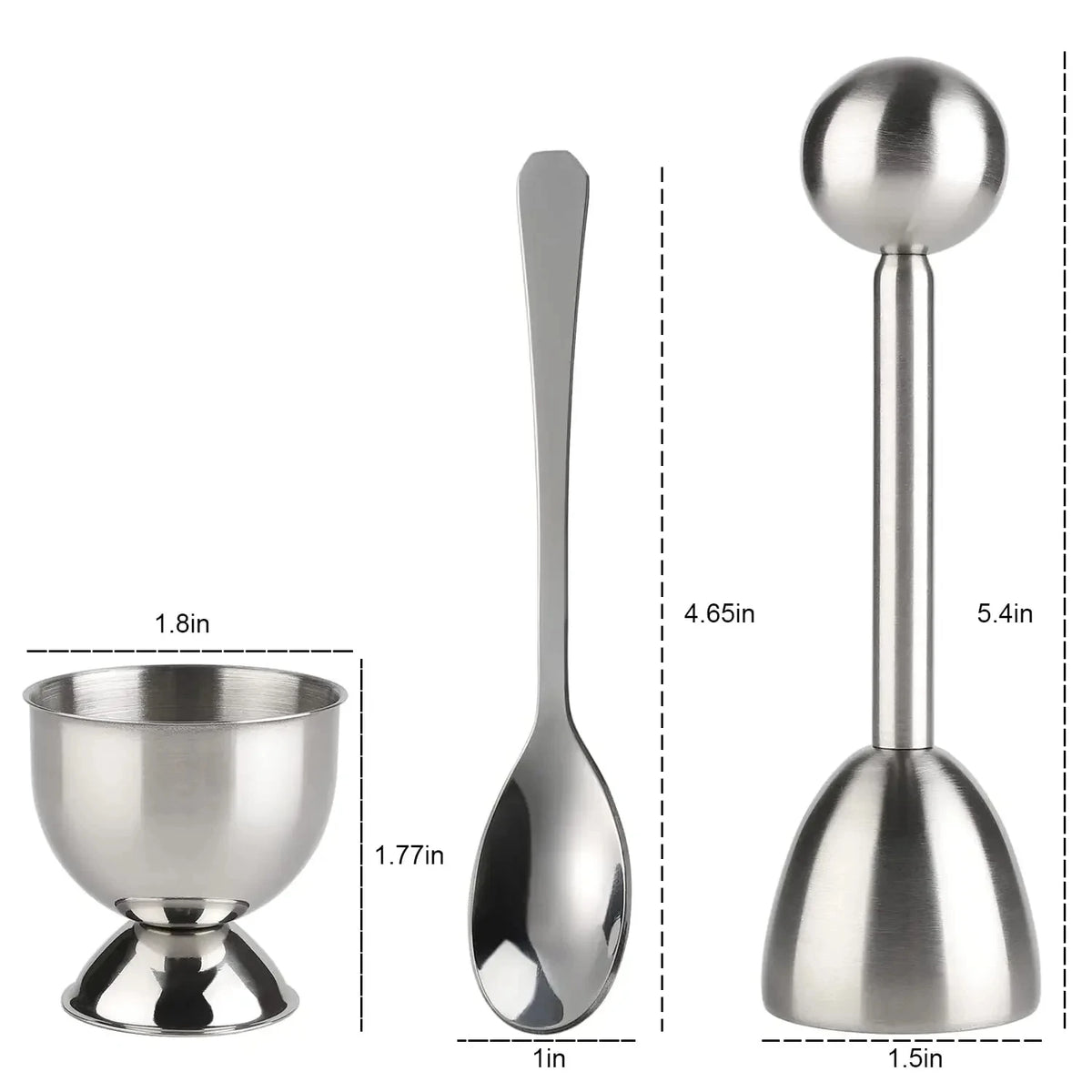 Stainless Steel Egg Opener Set With Tray Spoons