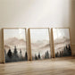 Abstract Forest Mountain Triptych Minimalist Neutral Landscape Wall