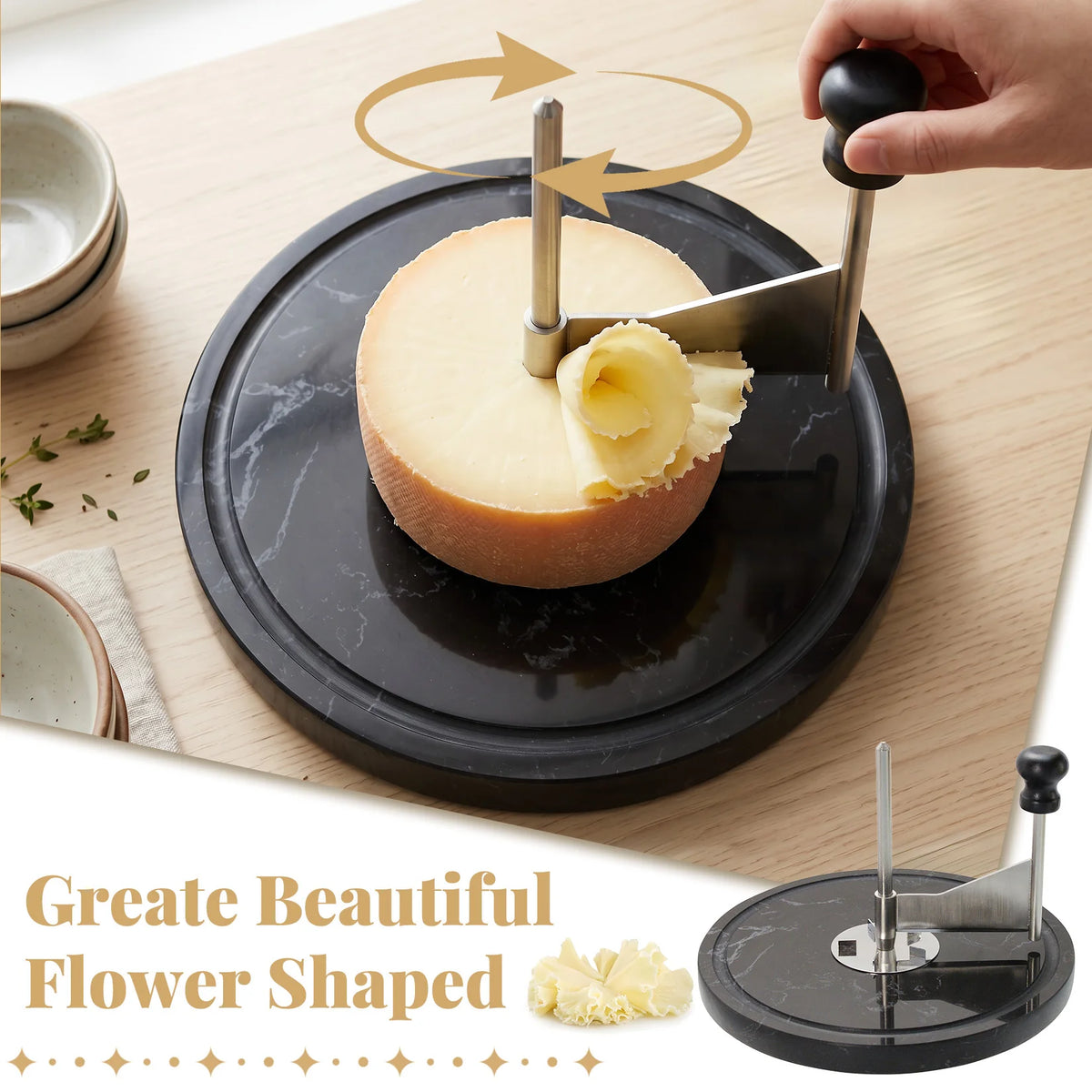 Cheese Curler With Marble Base Stainless Steel Shaver