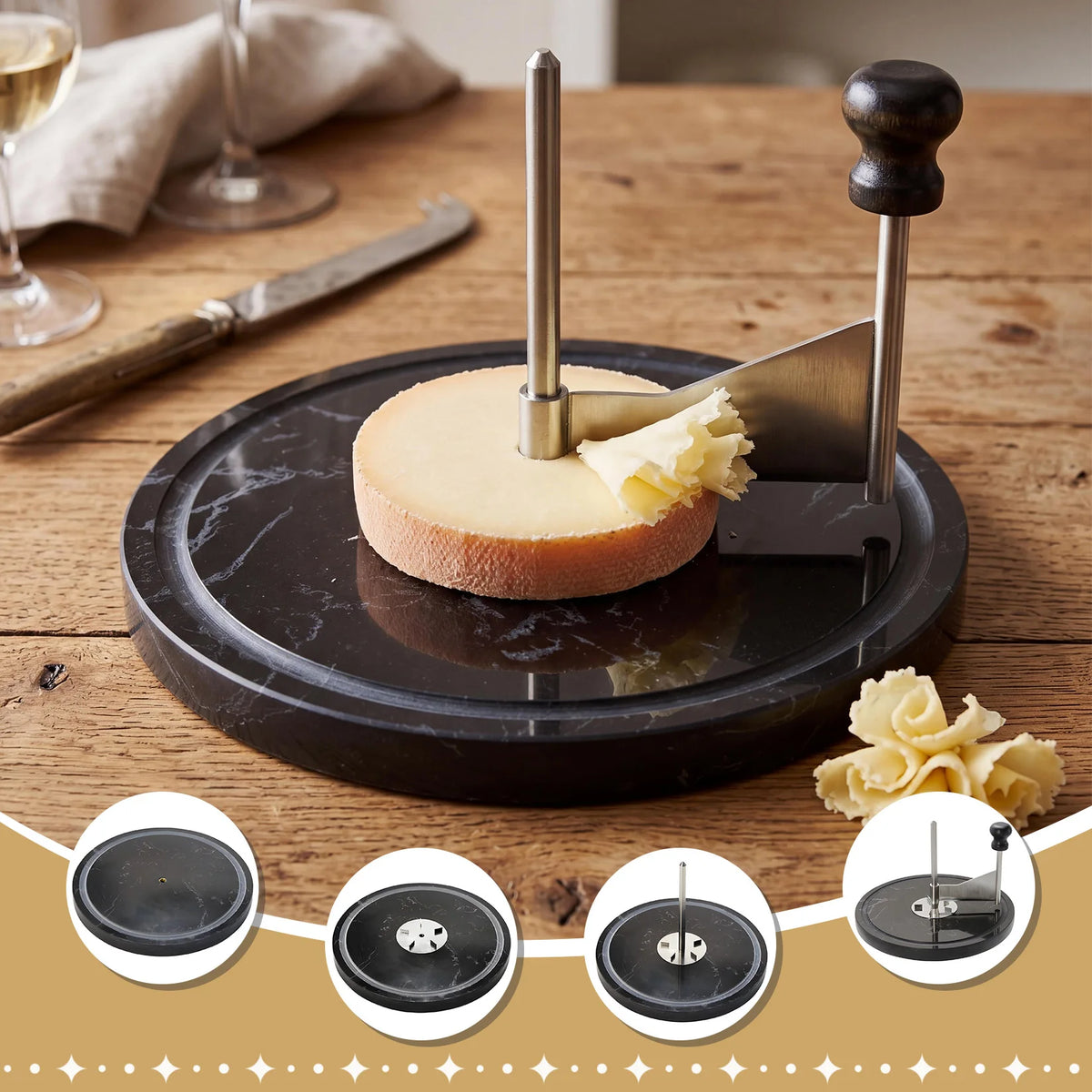 Cheese Curler With Marble Base Stainless Steel Shaver
