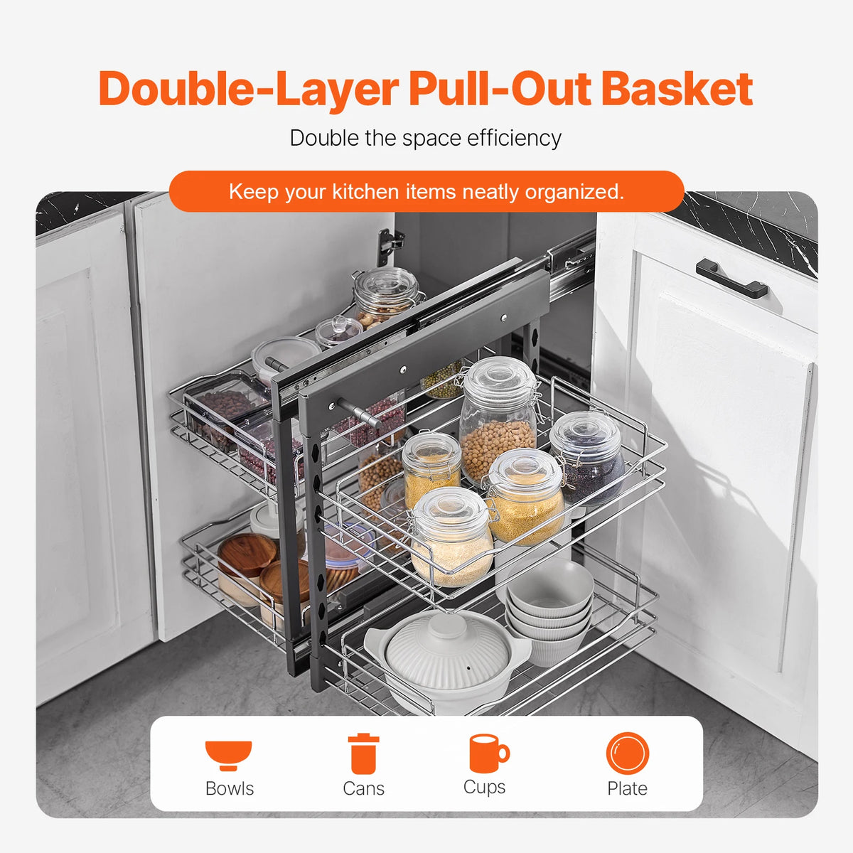 2 Tier Blind Corner Pull Out Cabinet Organizer
