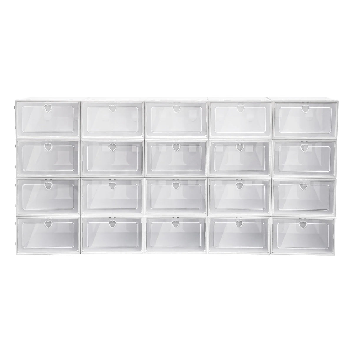 20PCS Foldable Clear Shoe Boxes Stackable Storage Organizer