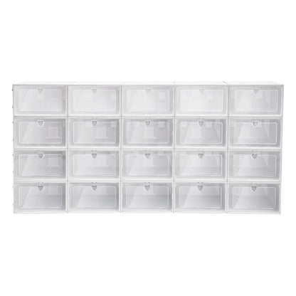 20PCS Foldable Clear Shoe Boxes Stackable Storage Organizer