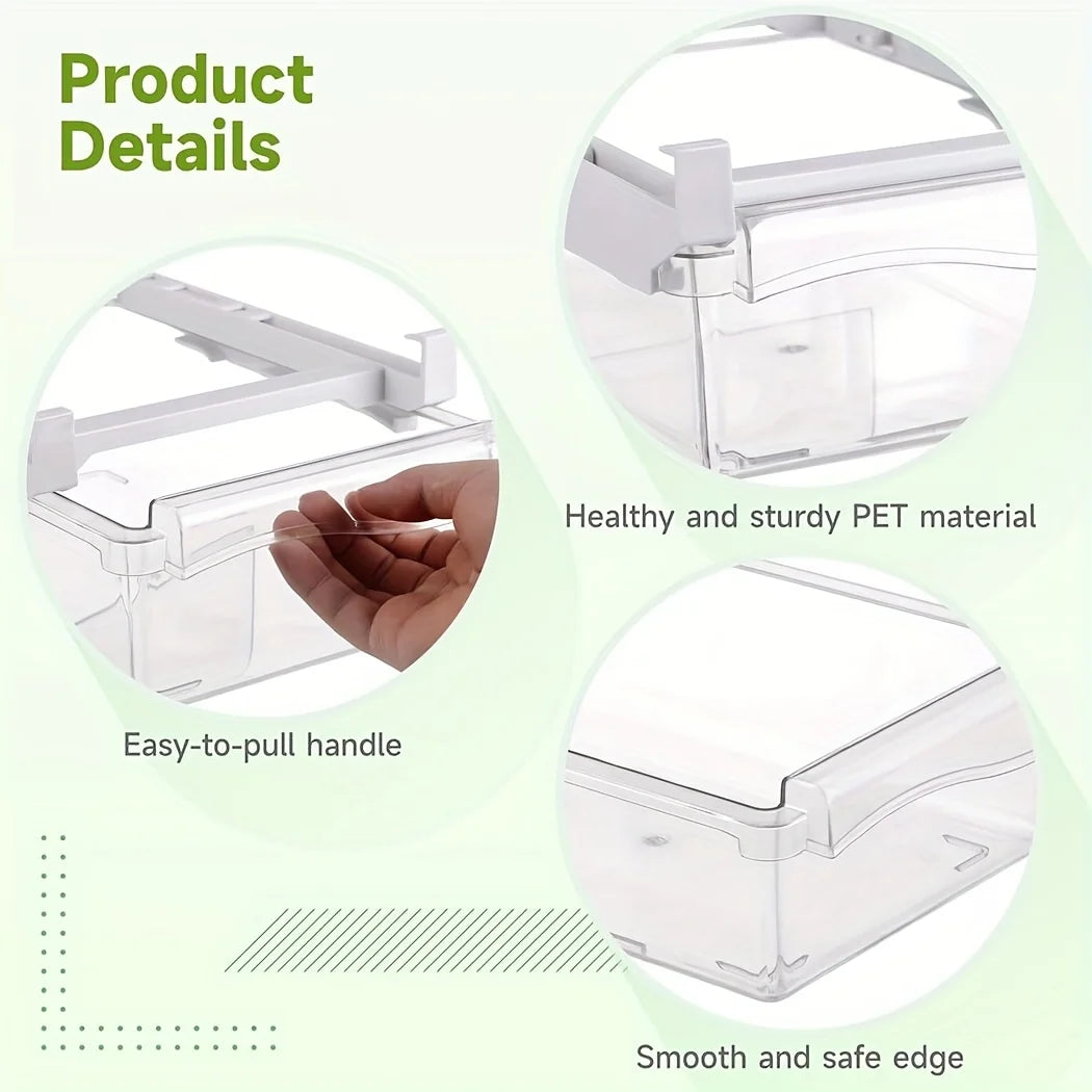 Adjustable Clear Plastic Fridge Drawer Organizer Pull Out